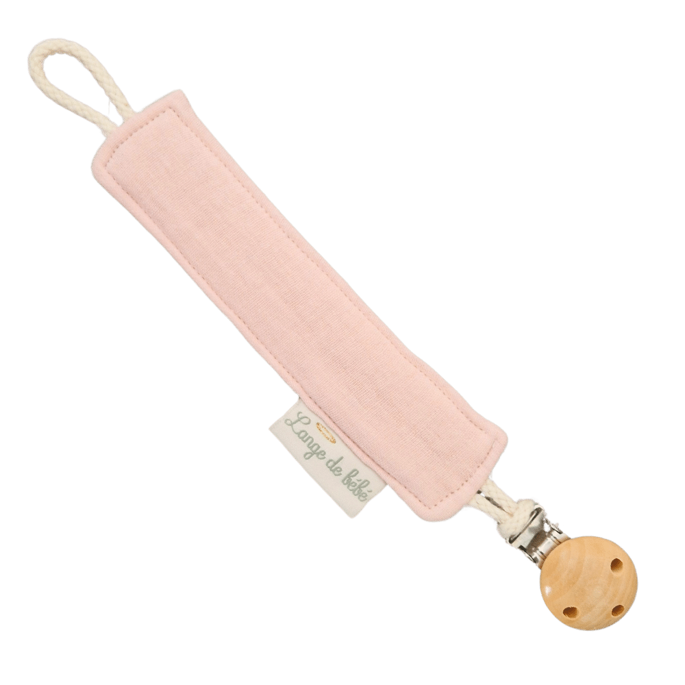 attache tétine personnalisée rose poudré