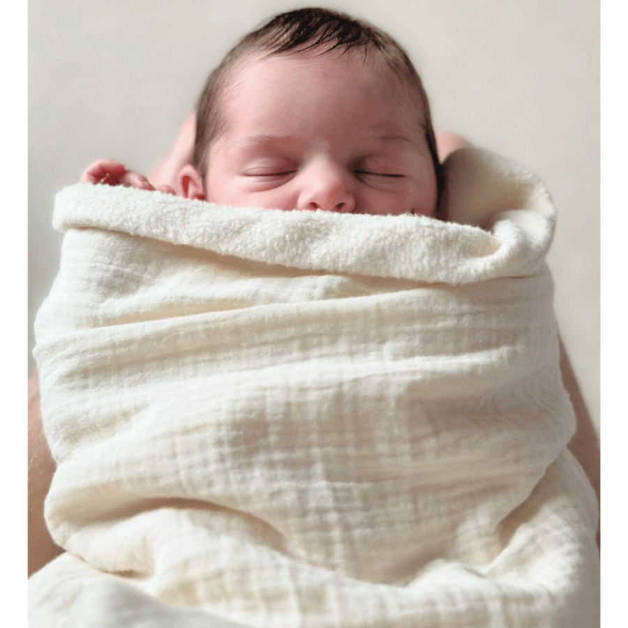 couverture personnalisée bebe fine écrue