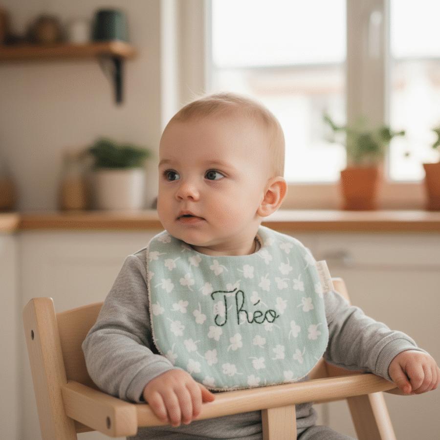 Bavoir personnalisé brodé pour bébé