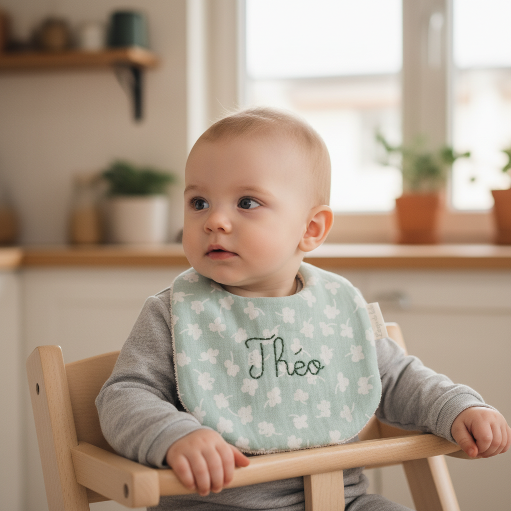 Bavoir personnalisé brodé pour bébé