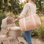 Sac à Langer gaze de coton bio couleur sable cousu main