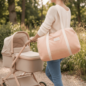 Sac à Langer gaze de coton bio couleur sable cousu main