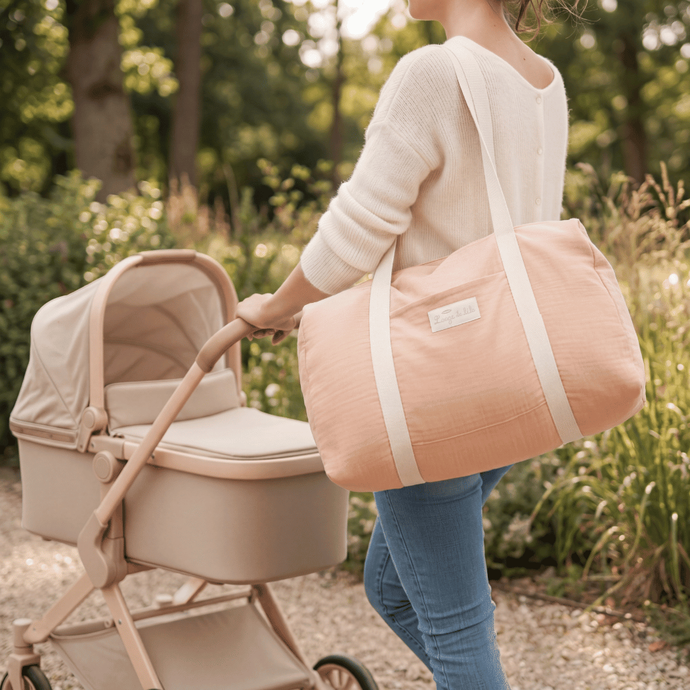 Sac à Langer gaze de coton bio couleur sable cousu main