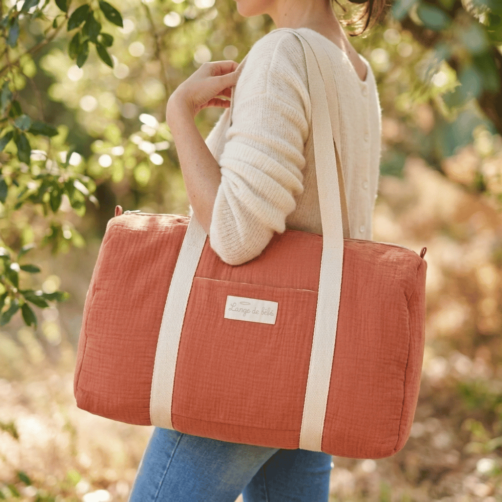Magnifique sac à Langer gaze de coton bio couleur Terracotta 2026