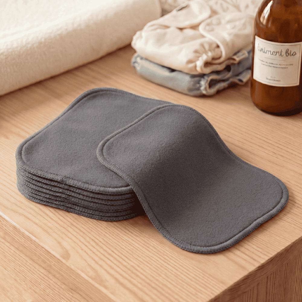 Lingettes lavables double épaisseur gris anthracite