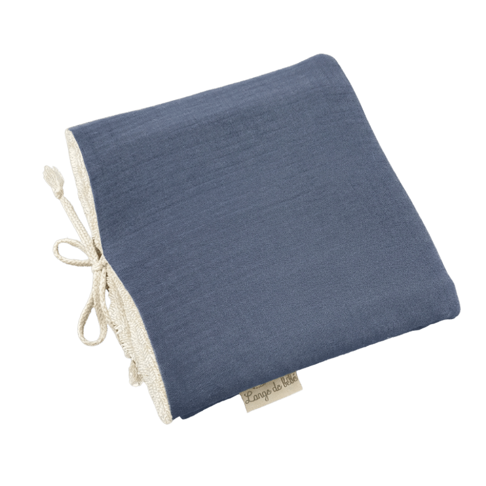 Tapis à langer nomade bio bleu minéral
